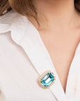 Spilla in metallo con pietra in vetro celeste - Mya Accessories
