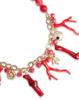 Collana girocollo a sfere in acrilico corallo con charms pendenti - Mya Accessories