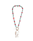 Collana girocollo con pietre in vetro multi e pendente a lisca di pesce in metallo - Mya Accessories