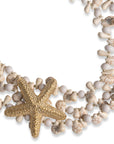 Collana girocollo con pietre bianche ed inserto stella marina in metallo