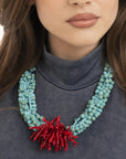 Collana girocollo con pietre pietre turchesi e dettaglio rami tono corallo - Mya Accessories