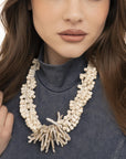 Collana girocollo con pietre pietre e dettaglio rami tono bianco - Mya Accessories