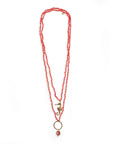 Collana sali e scendi con micro cristalli corallo e pendente a cavalluccio marino in metallo - Mya Accessories