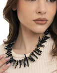 Collana girocollo con rami in acrilico tono nero - Mya Accessories