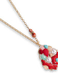Collana lunga a catena in metallo con pendente di pietre dure multi
