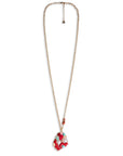 Collana lunga a catena in metallo con pendente di pietre dure multi