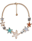 Collana girocollo a catena con inserti stelle marine in acrilico multicolore