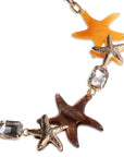 Collana girocollo a catena con inserto stelle marine in acrilico tono marrone - Mya Accessories