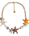 Collana girocollo a catena con inserto stelle marine in acrilico tono marrone - Mya Accessories