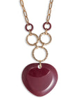 Collana lunga a catena con pendente a cuore in acrilico tono bordeaux - Mya Accessories
