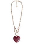 Collana lunga a catena con pendente a cuore in acrilico tono bordeaux - Mya Accessories