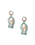 Orecchini pendenti a lisca di pesce con perline in vetro azzurre - Mya Accessories