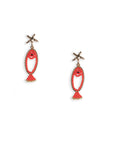 Orecchini pendenti a pesciolino con perline in corallo - Mya Accessories