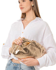 Borsa clutch tessuto morbido colore oro - Mya Accessories