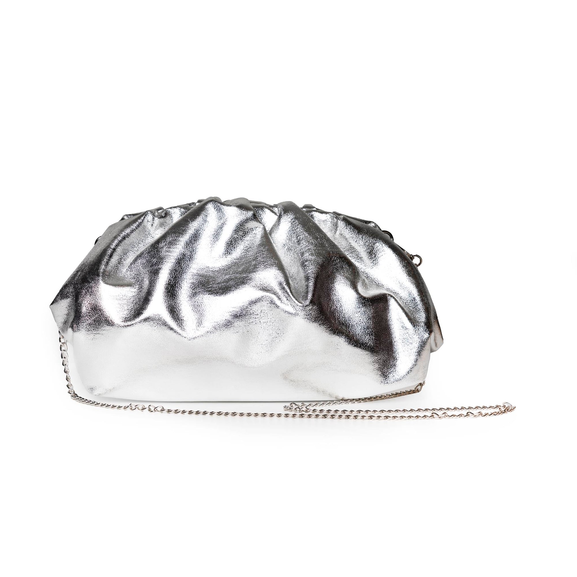 Borsa clutch tessuto morbido colore argento - Mya Accessories