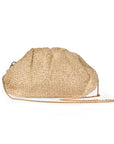 Borsa clutch tessuto in paglia beige con fondo beige - Mya Accessories