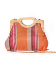 Borsa con manico in legno, texture tono rosa ed arancio - Mya Accessories