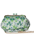 Borsa clutch clic clac texture a fiori tono verde - Mya Accessories
