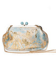Borsa clutch clic clac con texture oro e celeste - Mya Accessories
