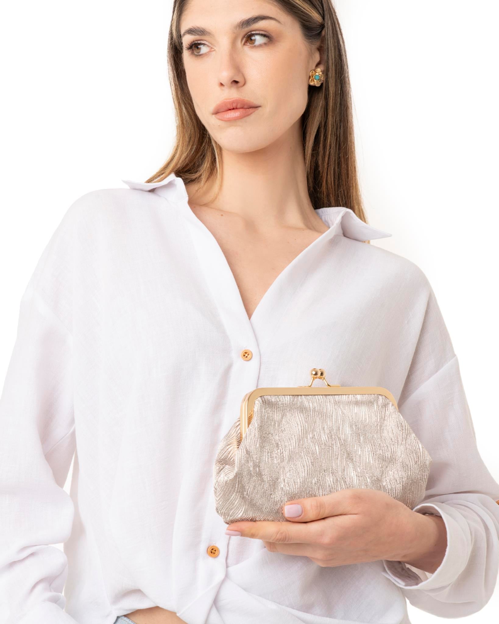 Borsa clutch clic clac rosa cipria - Mya Accessories