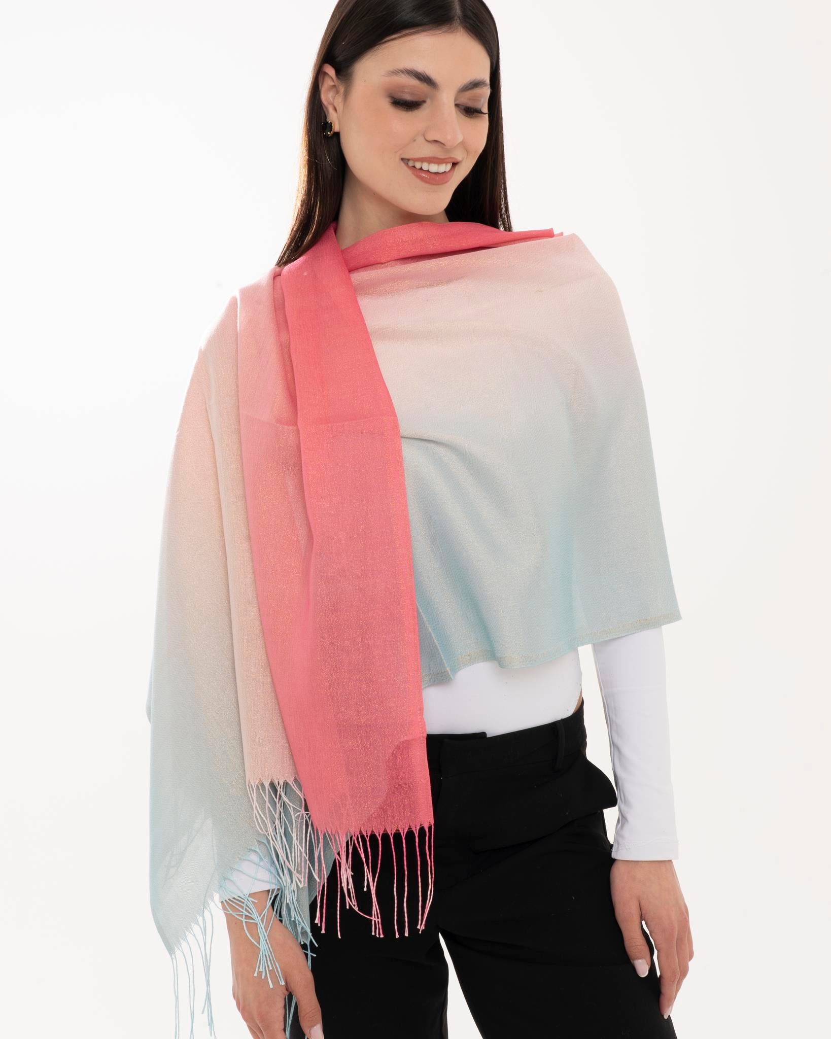 Sciarpa simil cotone con frange, sfumatura multicolore - Mya Accessories