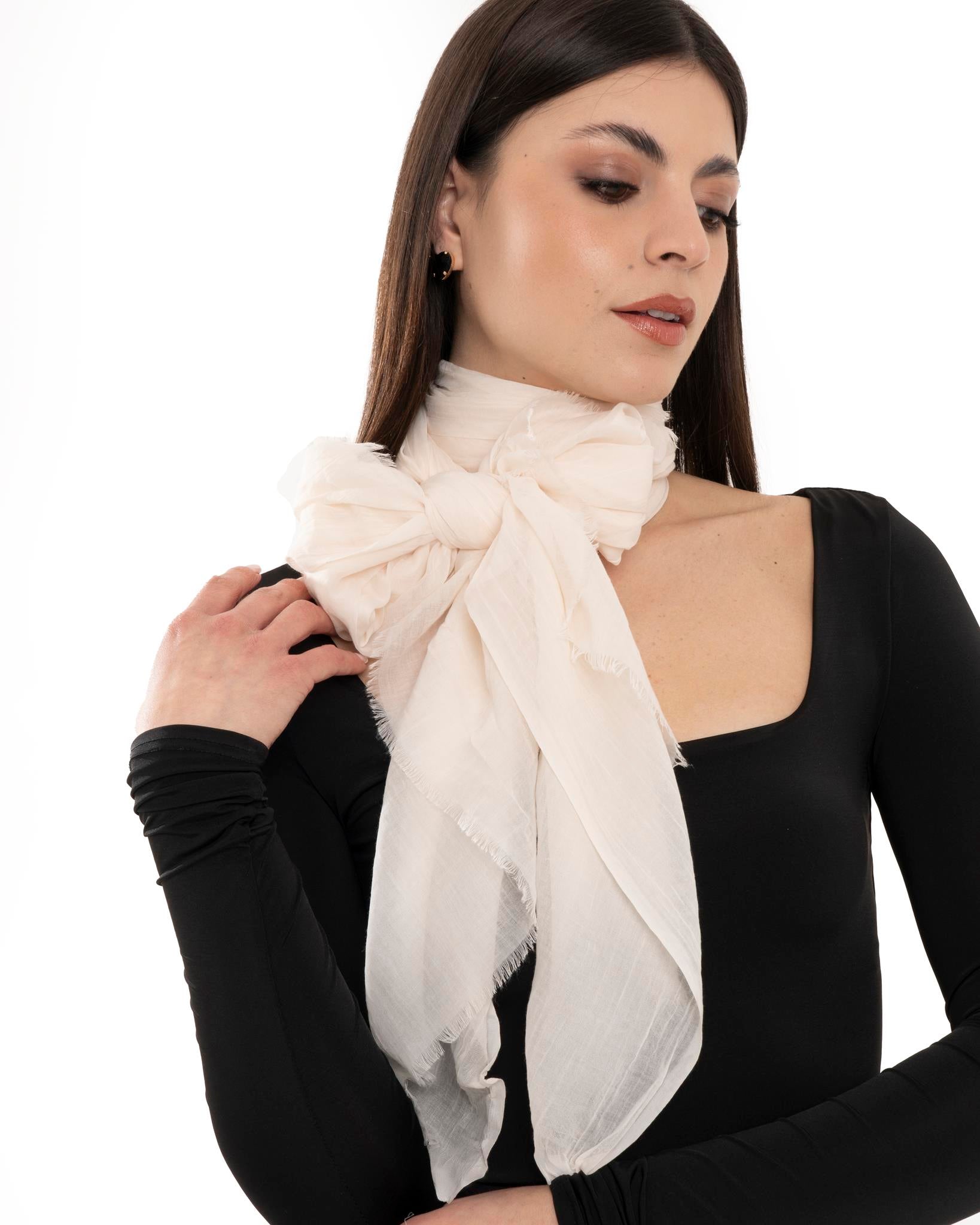 Sciarpa simil cotone tinta unita bianca - Mya Accessories