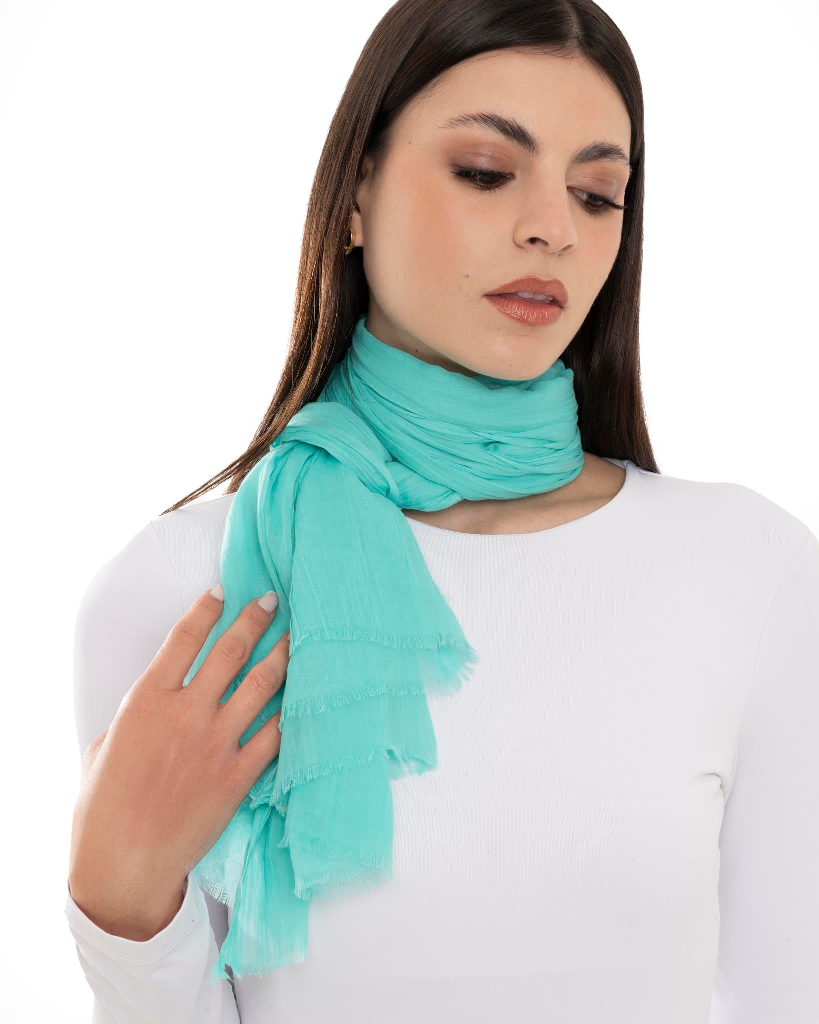 Sciarpa simil cotone tinta unita verde acqua - Mya Accessories