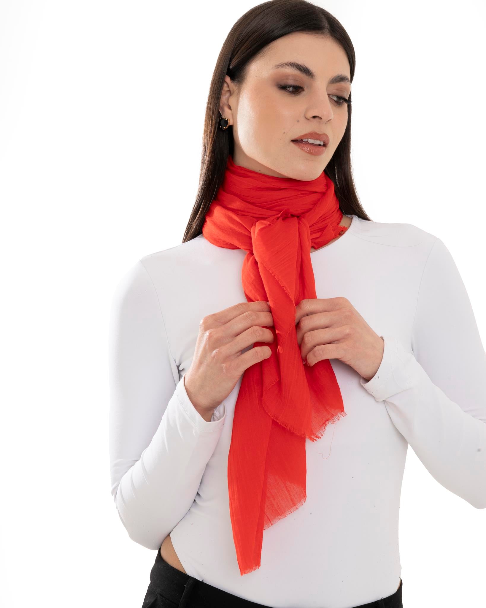 Sciarpa simil cotone tinta unita rossa - Mya Accessories