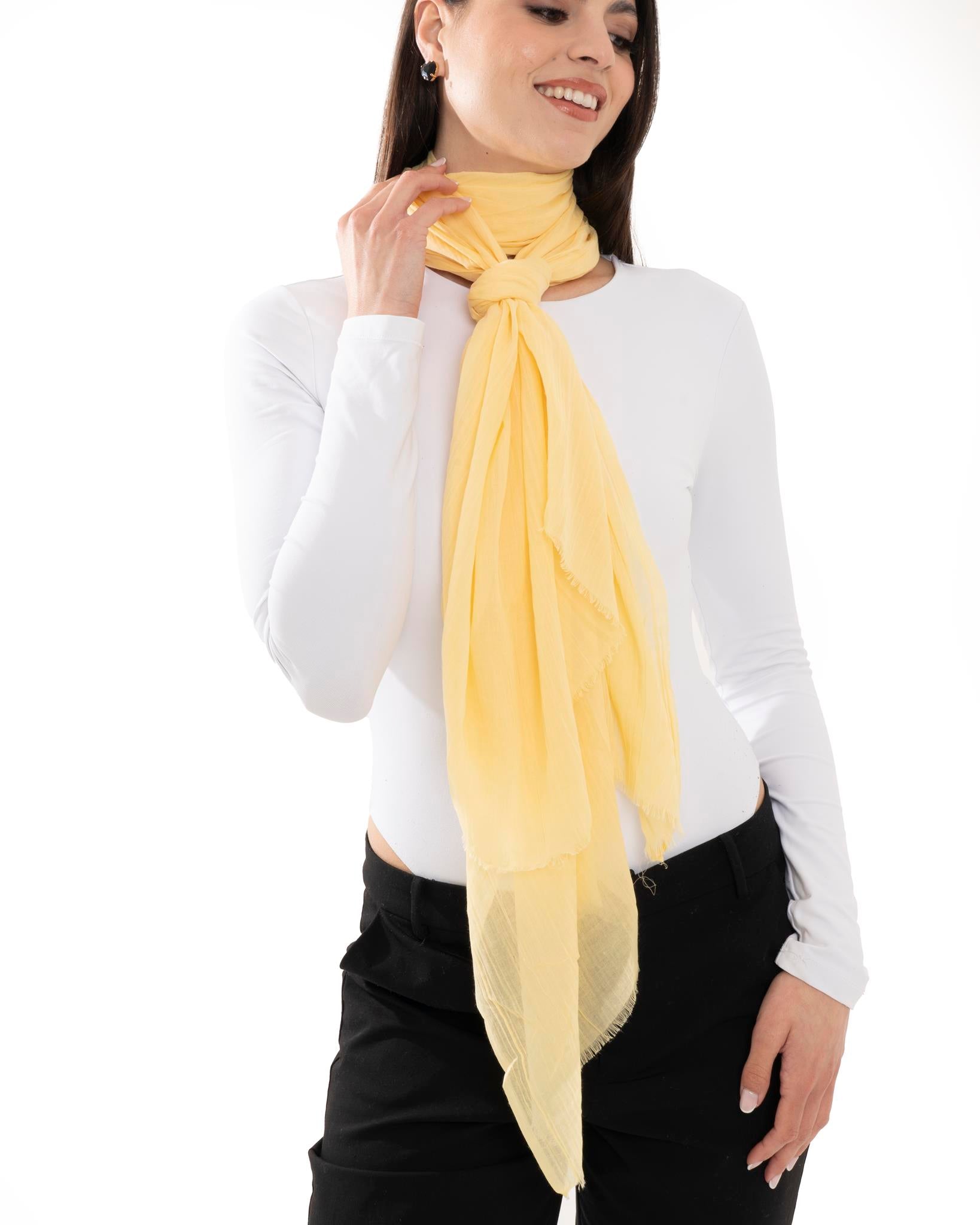 Sciarpa simil cotone tinta unita gialla - Mya Accessories