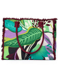 Borsa mare in cotone con stampa a foglie verdi e marrone - Mya Accessories