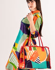Borsa mare in cotone con stampa multicolore - Mya Accessories