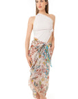Pareo in cotone bianco con fantasia a fiore - Mya Accessories