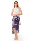 Pareo in cotone fondo blu con stampa a pesciolini - Mya Accessories