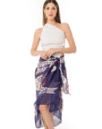 Pareo in cotone fondo blu con stampa a pesciolini - Mya Accessories
