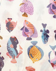Pareo in cotone fondo bianco con stampa a pesciolini multicolore - Mya Accessories