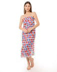Pareo in cotone con stampa rossa e blu - Mya Accessories