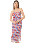 Pareo in cotone con stampa rossa e blu - Mya Accessories