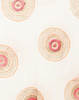 Pareo in cotone con stampa a mano texture circolare, tono beige - Mya Accessories
