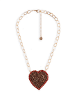 Collana girocollo a catena con pendente a forma di cuore con strass rossi e neri - Mya Accessories