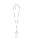 Collana lunga con pendente a forma di pesce e inserti bianco e giallo - Mya Accessories
