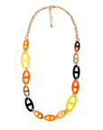Collana lunga in metallo con inserti in acrilico arancio e gialli - Mya Accessories