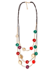 Collana a tre fili in corda nera con inserti in resina multicolore - Mya Accessories