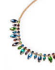 Collana girocollo a catena con pietre in vetro a forma di foglia multicolore - Mya Accessories