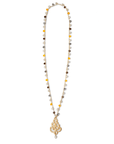Collana lunga con microcristalli giallo e beige con pendente - Mya Accessories