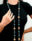 Collana lunga con balls in acrilico di colore blu - Mya Accessories