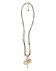 Collana lunga con laccio in cuoio con pendente a serpente - Mya Accessories