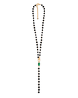 Collana lunga con sfere nere con pietra in vetro verde - Mya Accessories