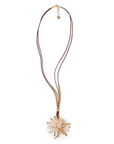 Collana lunga con laccio in cuioio, pendente a fiocco di neve - Mya Accessories