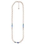 Collana lunga a catena con pietre in vetro tono blu - Mya Accessories