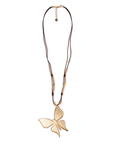 Collana lunga con laccio in cuoio con pendente a farfalla - Mya Accessories